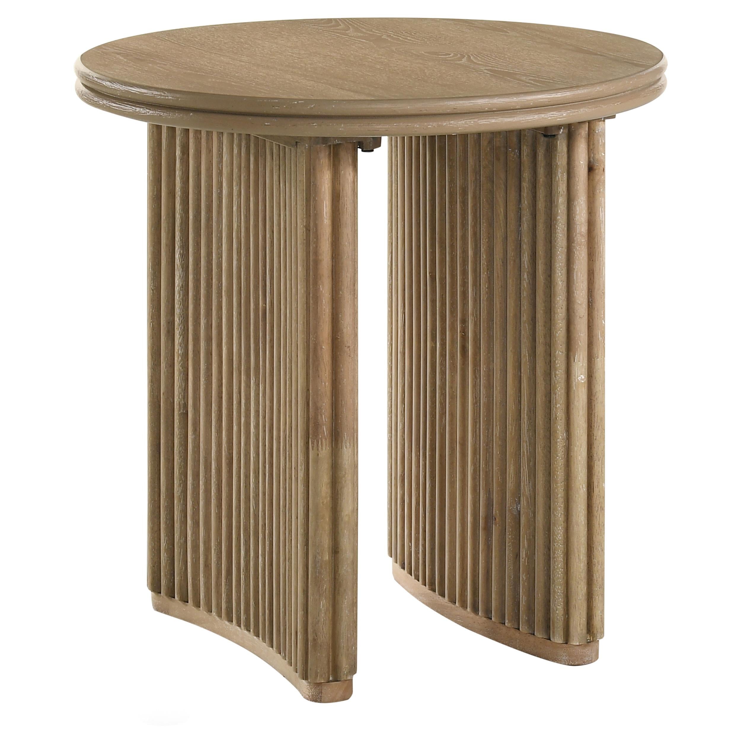 Coaster Furniture Adina 722937 Round Wood End Table - Distressed Light Brown IMAGE 1